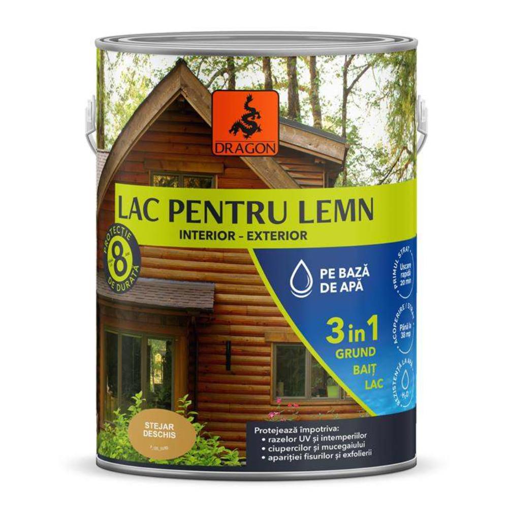 Lac pentru lemn 3in1 Dragon, stejar deschis, pe baza de apa, interior/exterior, 2.5 l