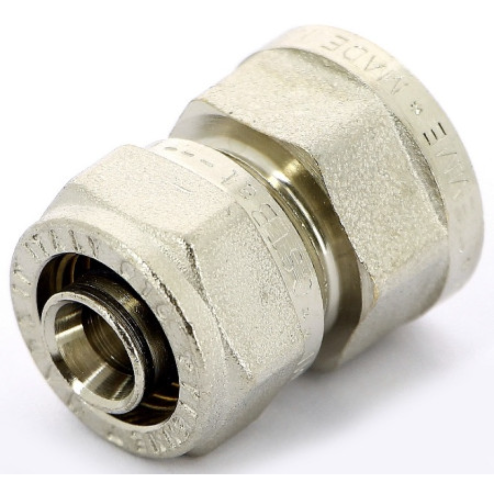 Racord compresie drept Tiemme, filet interior, alama, argintiu, 26 mm, 3/4