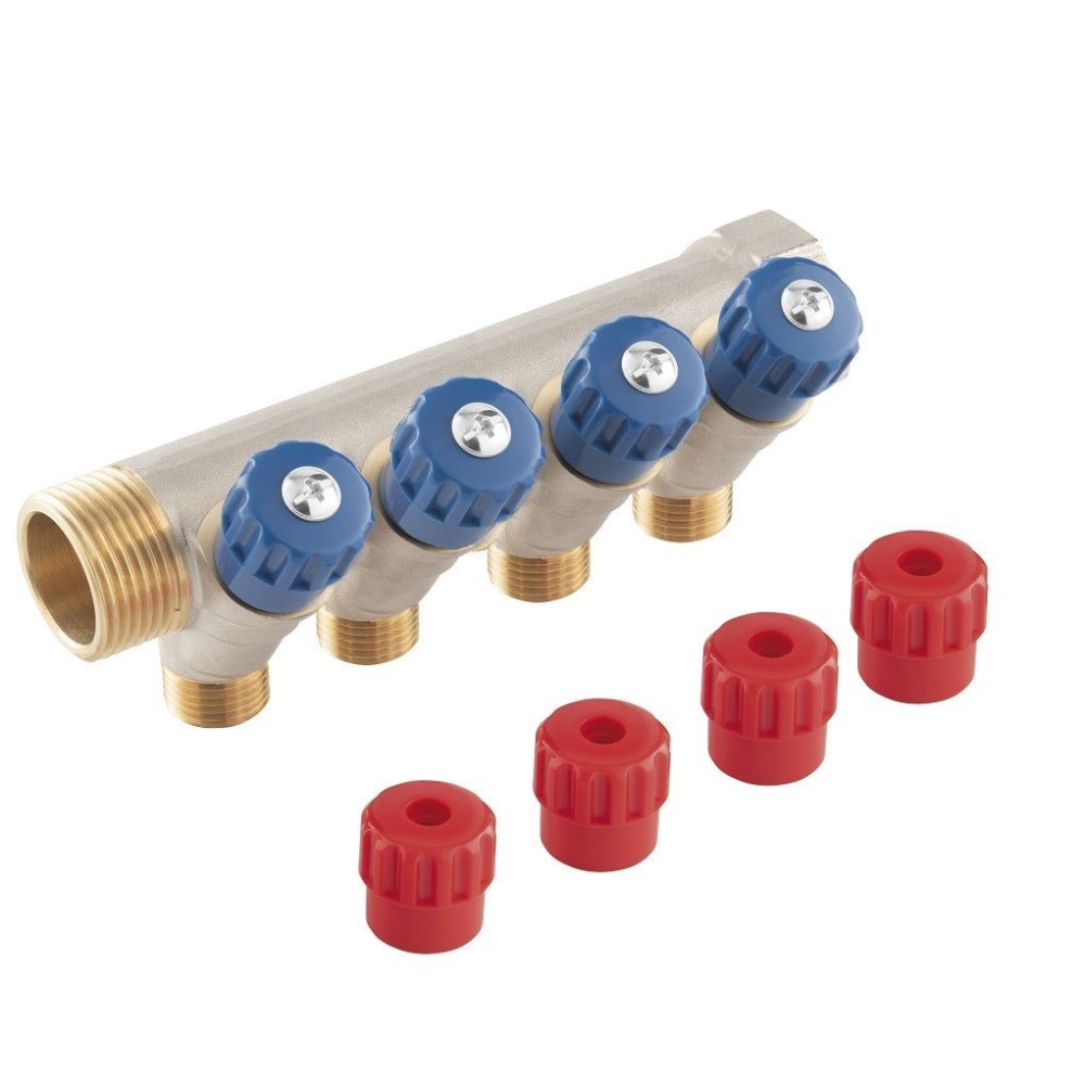 Distribuitor sanitar Ferro RDW250400, alama, 4 circuite, 1” x 1/2”