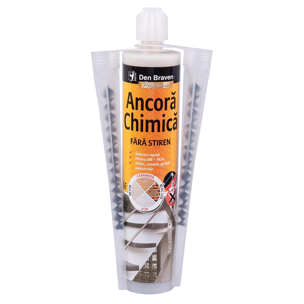Ancora chimica fara stiren, Den Braven, interior / exterior, 300 ml, include doua mixere