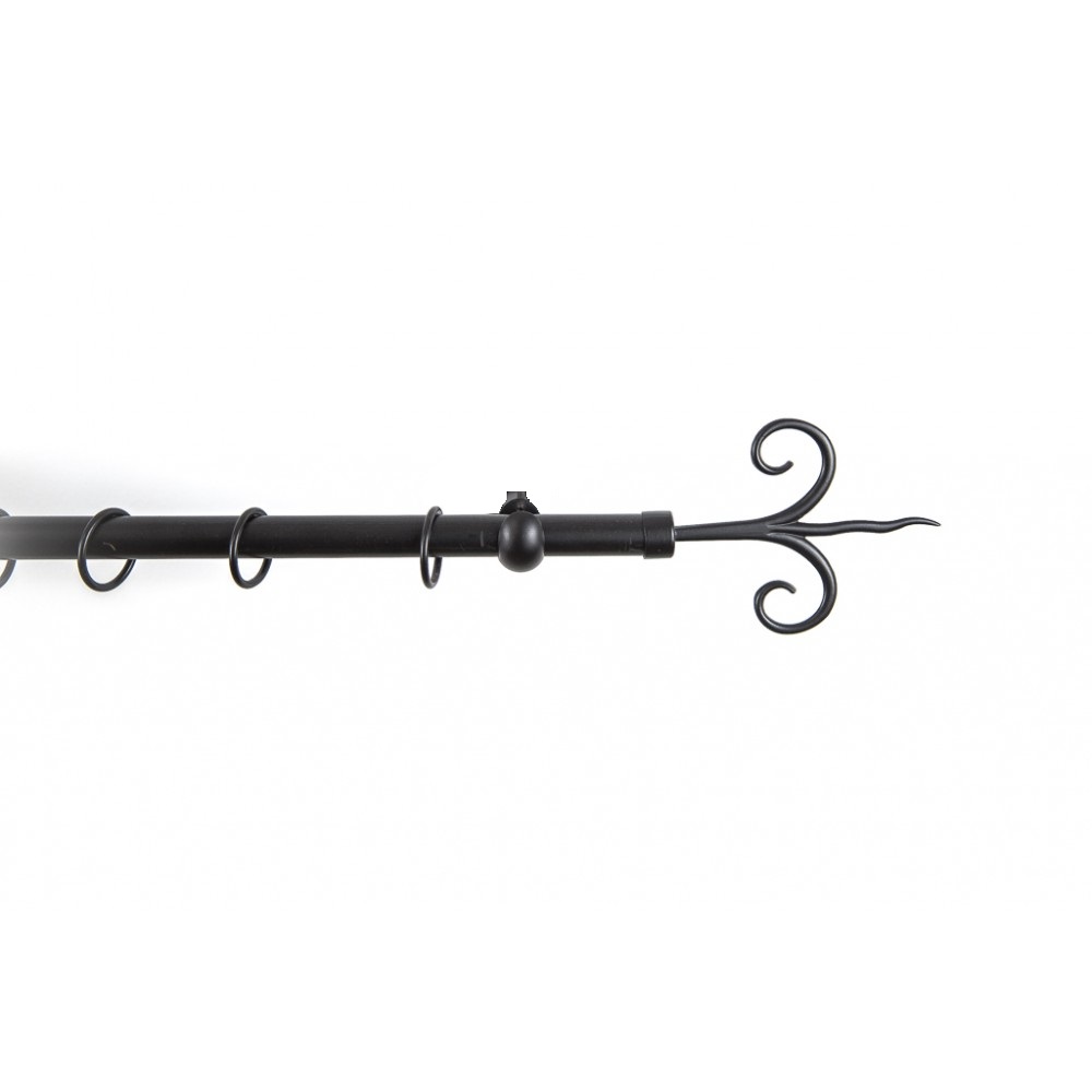 Galerie fier forjat cu capat copac, diametru 20 mm, negru, 240 cm