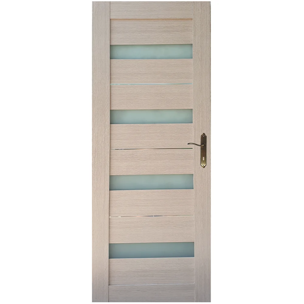 Usa interior celulara cu geam Pamate U76, reversibila, MDF, crem, toc fix, 200 x 60 x 3.5 cm