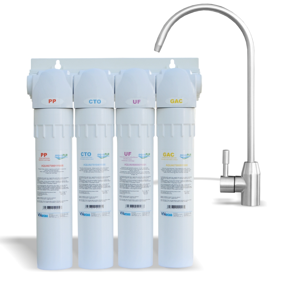 Sistem ultra filtrare apa Valrom aquaPUR 4 UF, polipropilena/carbune activ