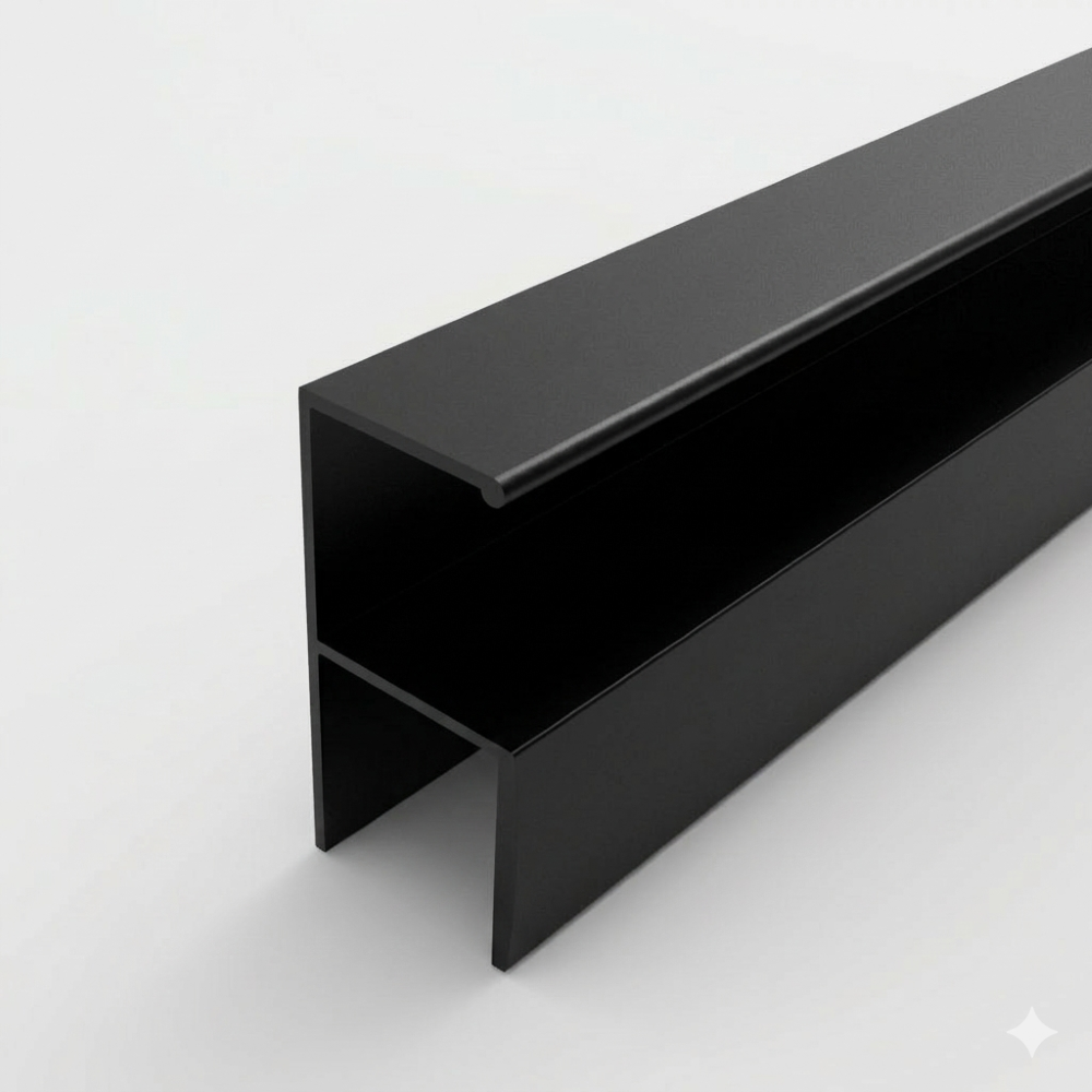 Profil aluminiu tip maner Y, negru, fara perie, 3 m