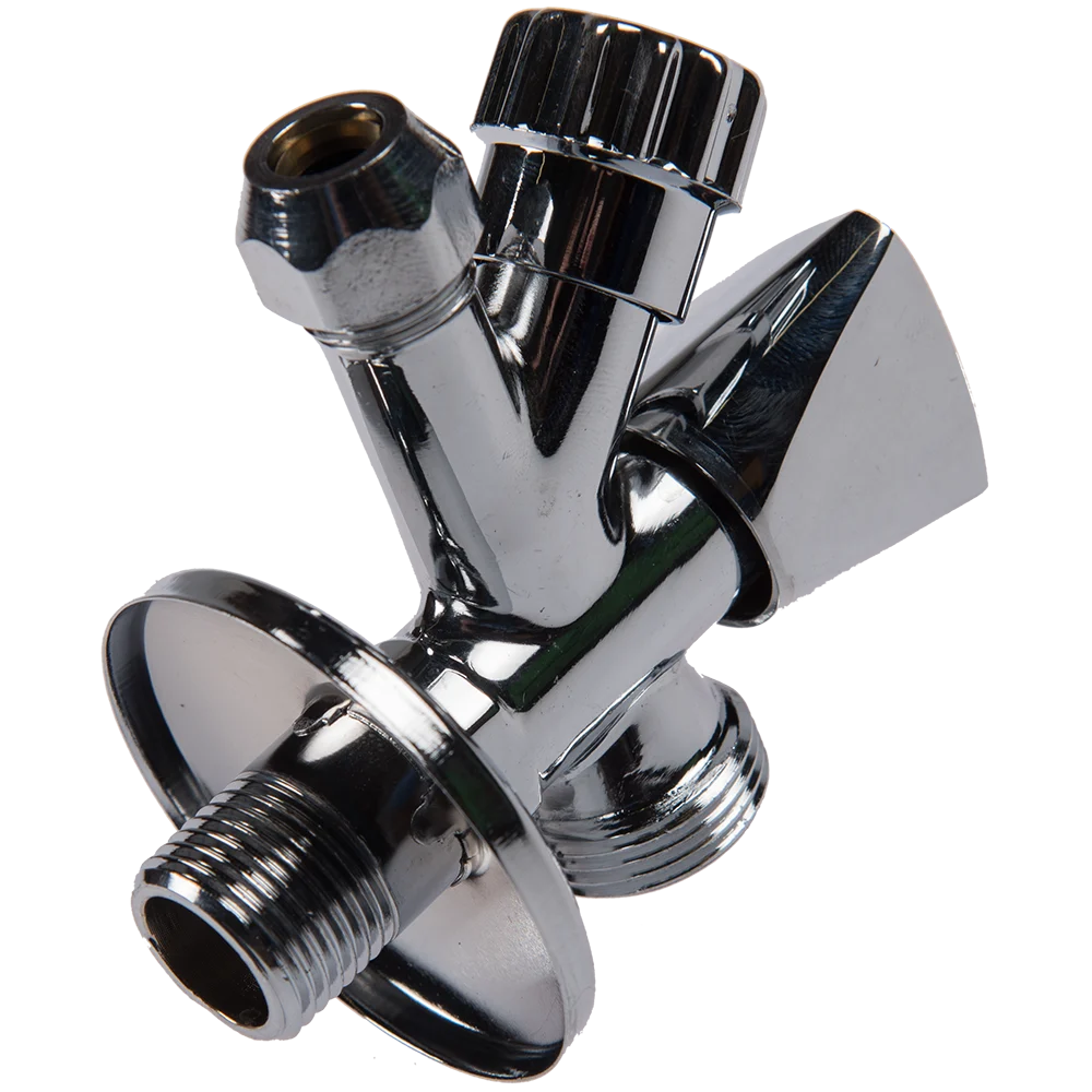 Robinet coltar combinat Remer, filet exterior, cromat, racord 1/2 x 1/2 x 3/4