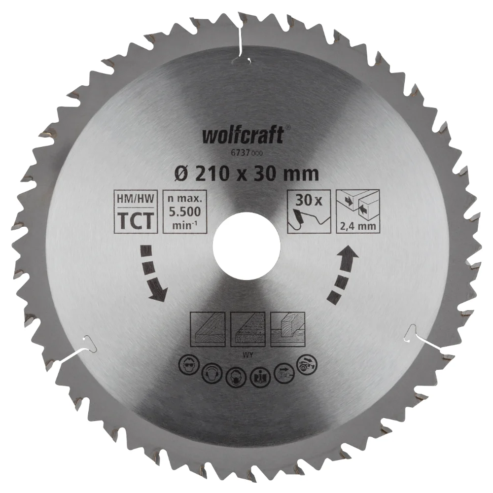 Panza pentru fierastrau circular Wolfcraft, 30 dinti,210 mm