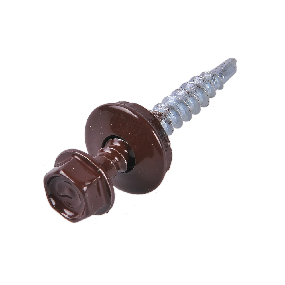 Surub autoforant, pentru acoperisuri din tabla profilata, maro, RAL 8017, 4,8 x 35 mm