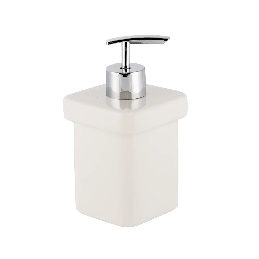 Dozator sapun lichid Romtatay Flat, ceramica, alb, 10 cm