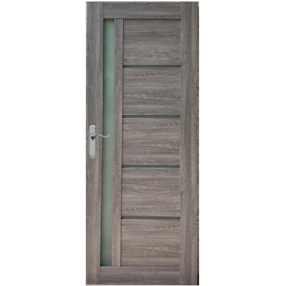 Usa interior celulara cu geam Pamate U72, reversibila, MDF, gri, toc fix, 200 x 70 x 3.5 cm