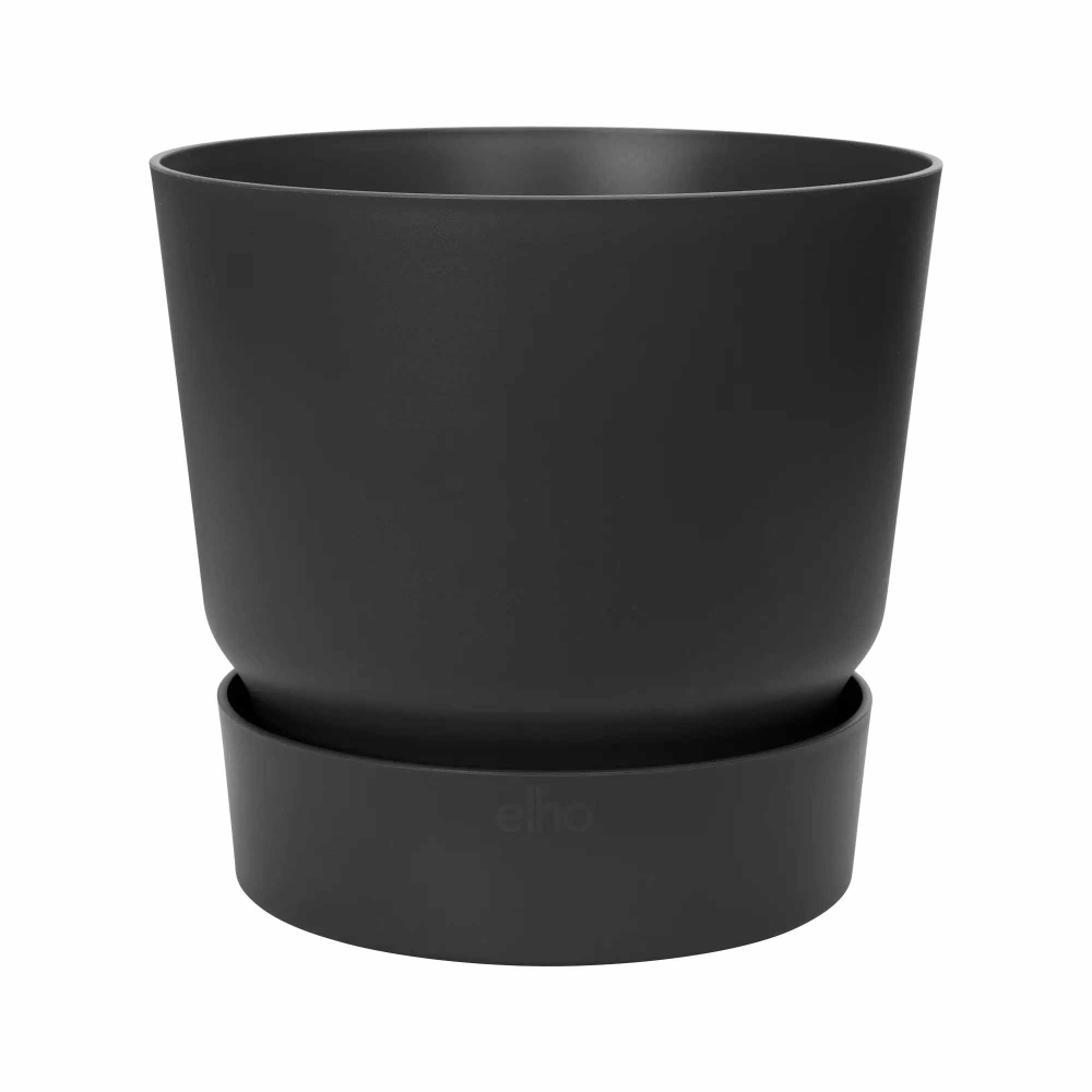 Ghiveci cu rezervor de apa Elho Greenville, plastic, negru, diametru 20 cm, 18 cm