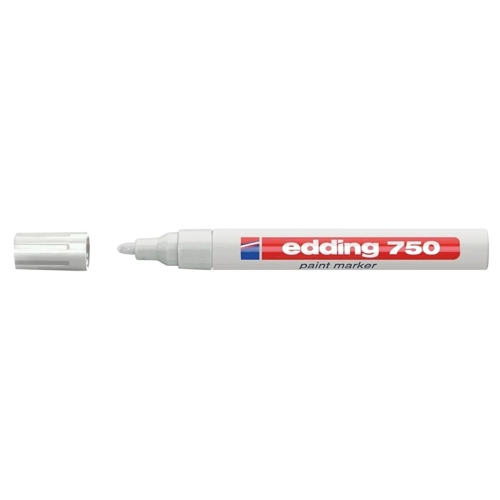 Marker permanent Edding 750, corp metalic, varf rotund, 2-4 mm, cu vopsea alba