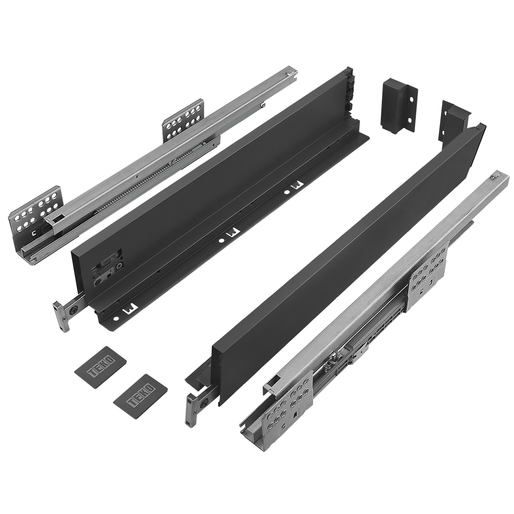 Sistem pentru sertar Teko Slim, metal, antracit, 40 kg, 450 x 86 mm