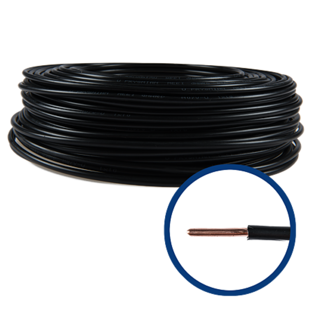 Cablu electric FY (H07V-U) 10 mmp, izolatie PVC, negru, 100 m