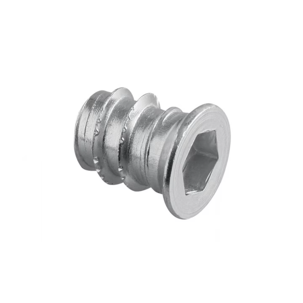 Bucsa dublu filet invers stanga, otel zincat, alb, M10 x 17 mm