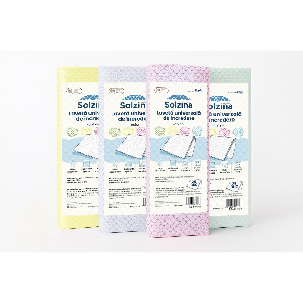 Lavete universale Solzina, colorate, 40 x 40 cm, 25 buc/pac