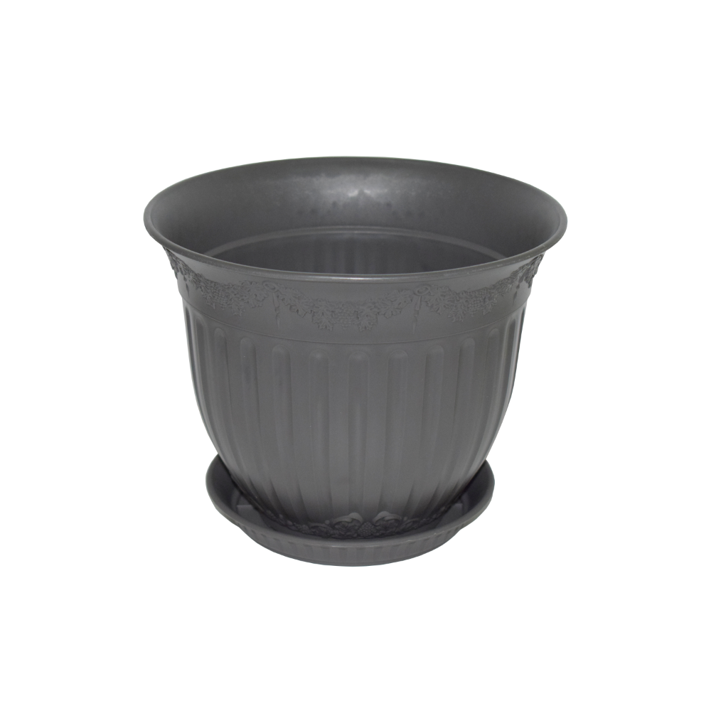 Ghiveci rotund cu suport Calla, polipropilena, antracit, 30 cm
