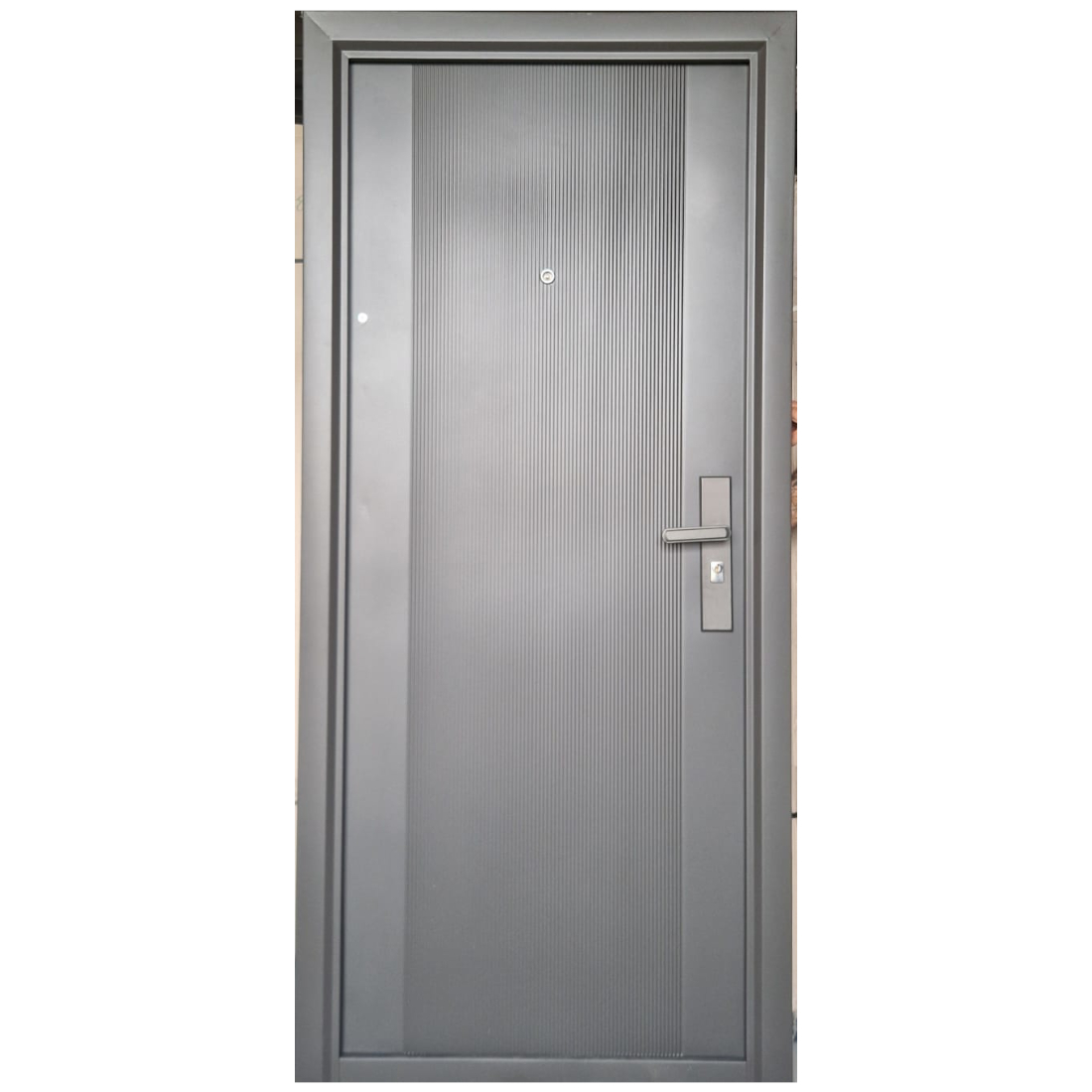 Usa metalica de intrare in apartament Y-06, tabla, deschidere stanga, culoare argintiu-negru, 2020 x 880 mm
