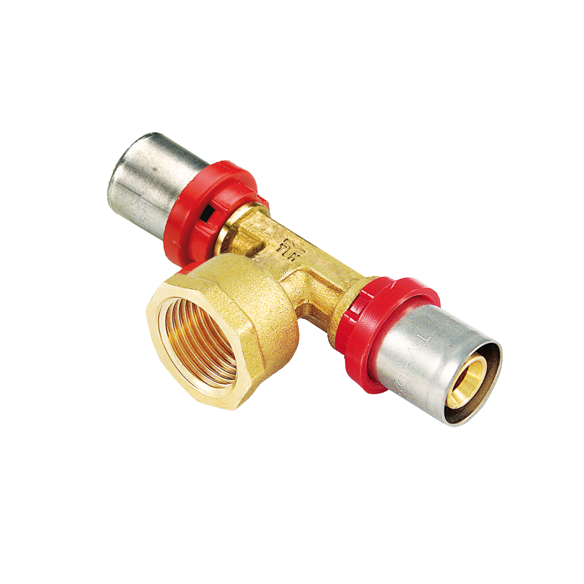 Teu redus cu presare multistrat Tiemme, filet interior, alama, diametru 20 x 20 mm x racord 3/4
