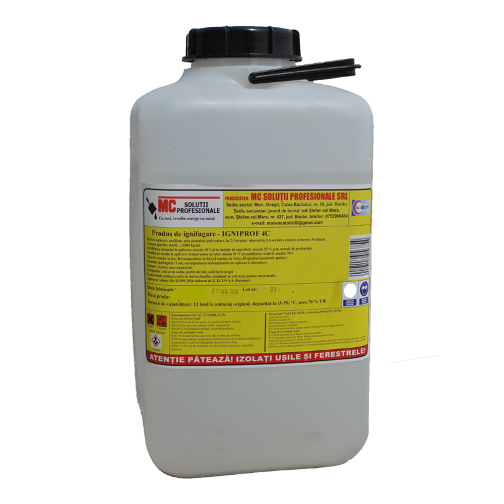 Solutie ignifugare lemn Igniprof 4C, interior, nediluat, 25 l