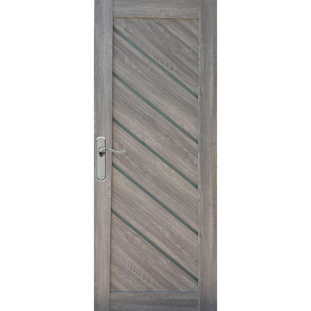 Usa interior celulara cu geam Pamate U77, reversibila, MDF, gri, toc fix, 200 x 80 x 3.5 cm
