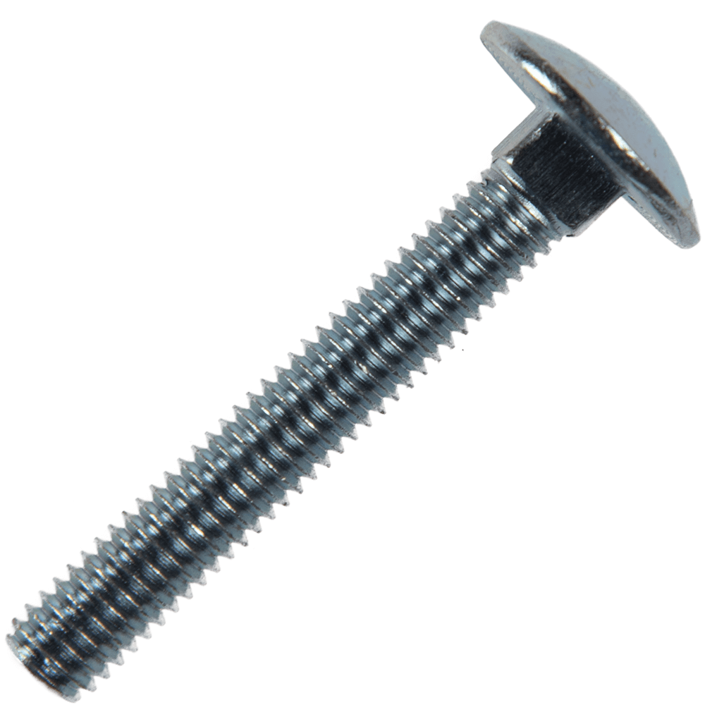 Surub cu cap bombat si gat patrat, otel zincat alb, 8 x 80 mm, 10 buc