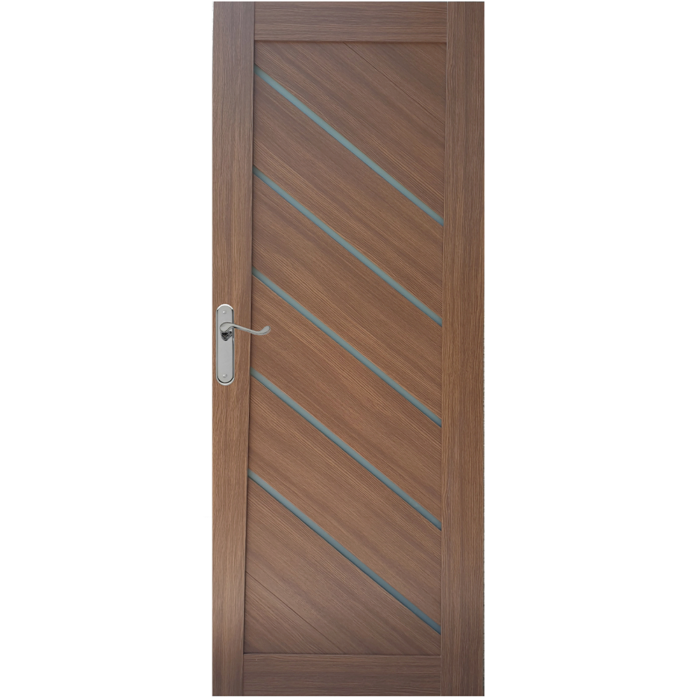Usa interior celulara cu geam Pamate U77, reversibila, MDF, stejar auriu, toc fix, 200 x 70 x 3.5 cm