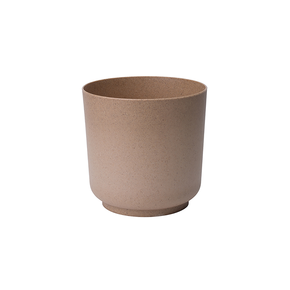 Ghiveci Satina Wood, PVC, maro piatra, diametru 15 cm, inaltime 14 cm