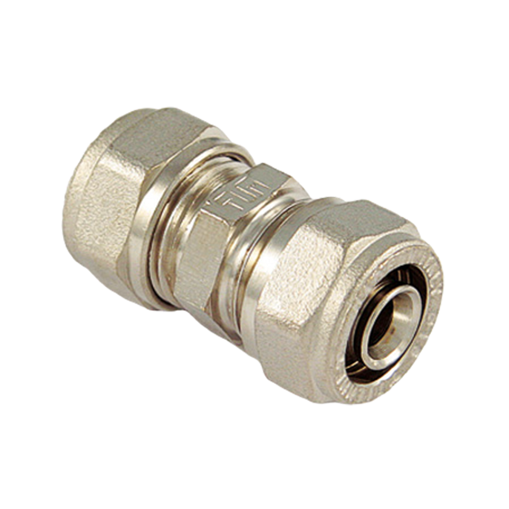 Racord compresie drept dublu Tiemme, filet interior, alama, Ø 20 mm