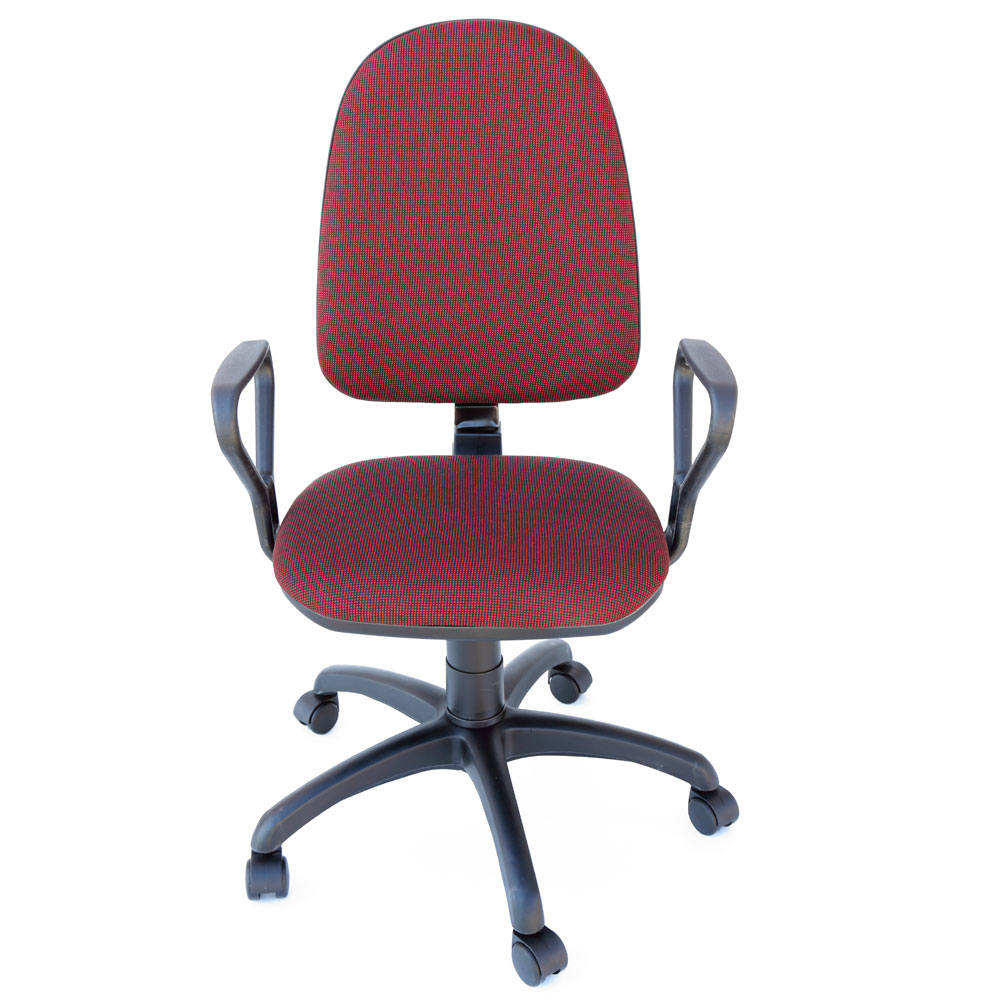Scaun birou ergonomic Confort LX, cu brate, reglabil, stofa A31, negru-visiniu