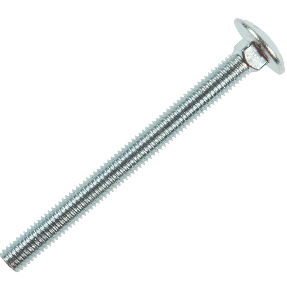 Surub cu cap bombat si gat patrat, otel zincat alb, 8 x 90 mm, 10 buc