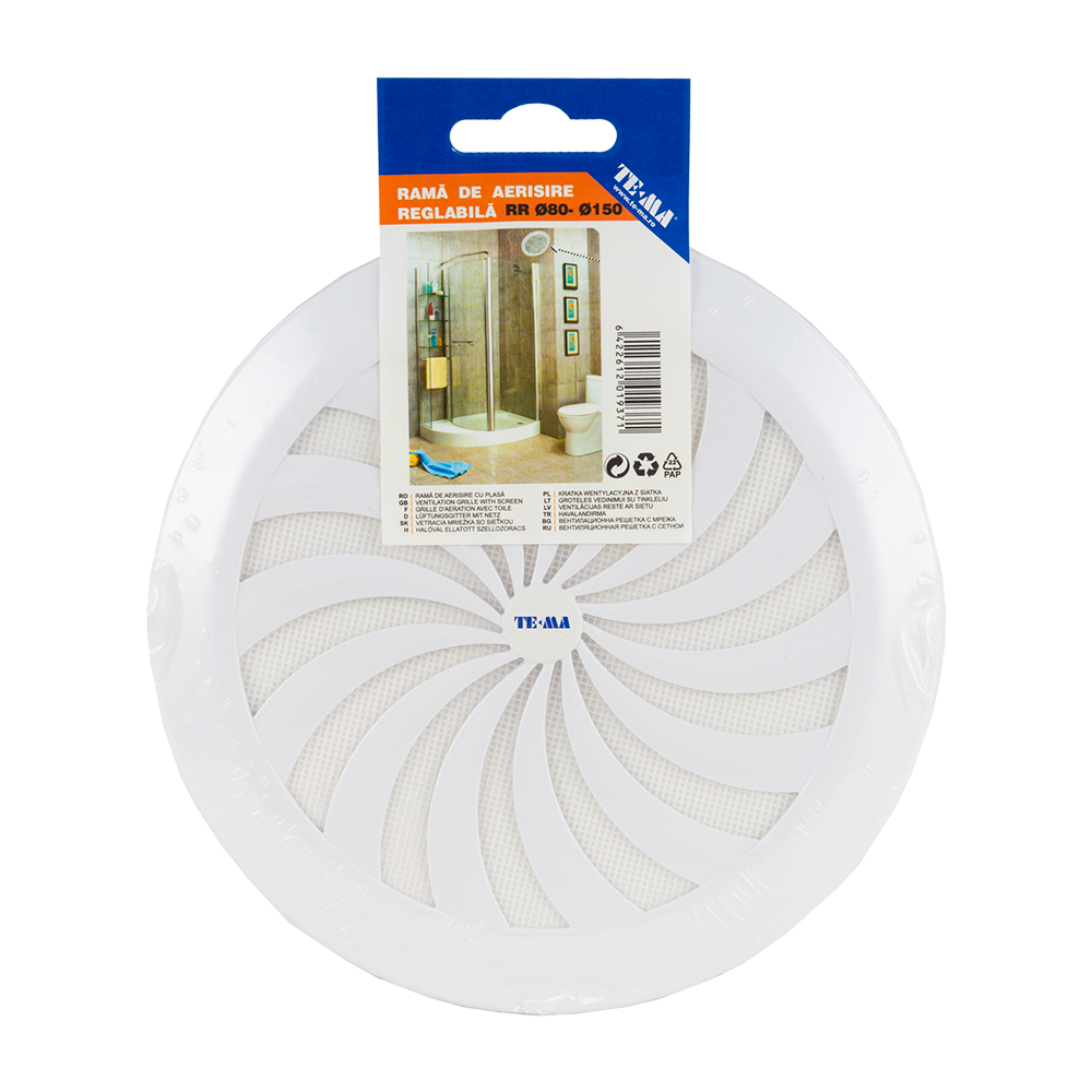 Rama aerisire reglabila TE-MA Romania, plastic, alb, 181 mm