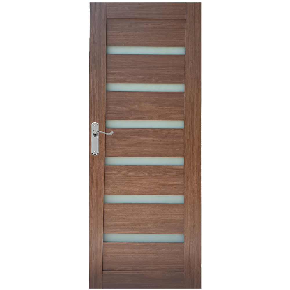 Usa interior celulara cu geam Pamate U73, reversibila, MDF, stejar auriu, toc fix, 200 x 80 x 3.5 cm