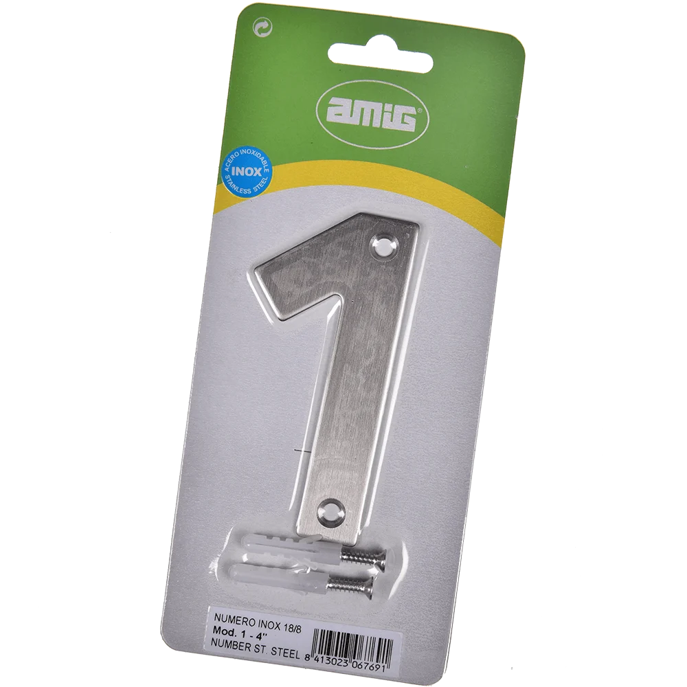 Numar usa/poarta 1 Fischer, inox, prindere suruburi, 10 mm