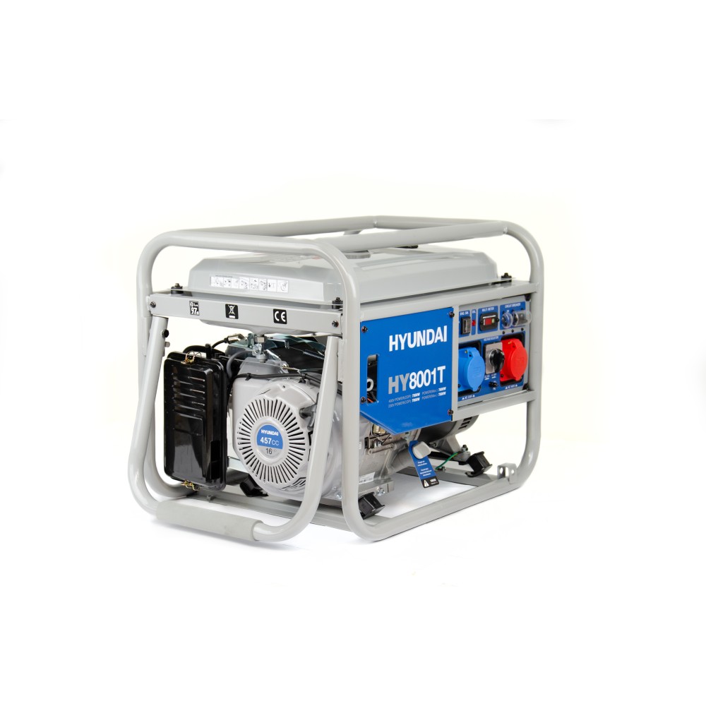 Generator de curent trifazat Hyundai HY-8001T, 7 KW , 2 prize x 230 V, benzina, 25 l