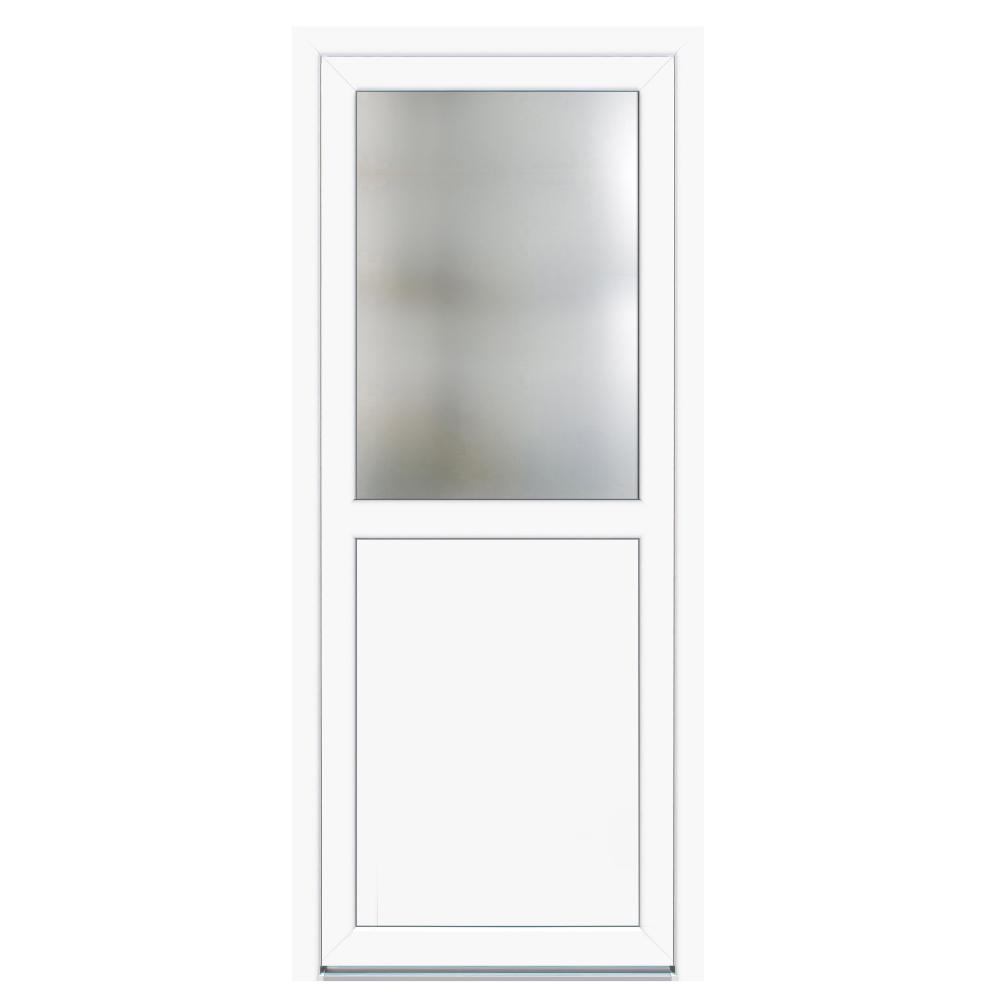 Usa PVC secundara, alb, 88 x 200 cm, dreapta, 4 camere, geam 1/2