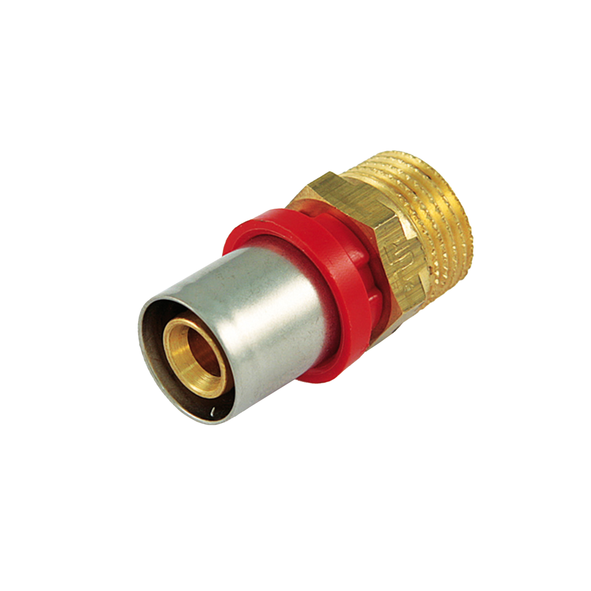 Racord drept cu presare multistrat Tiemme, filet exterior, alama, diametru 16 mm x racord 3/4