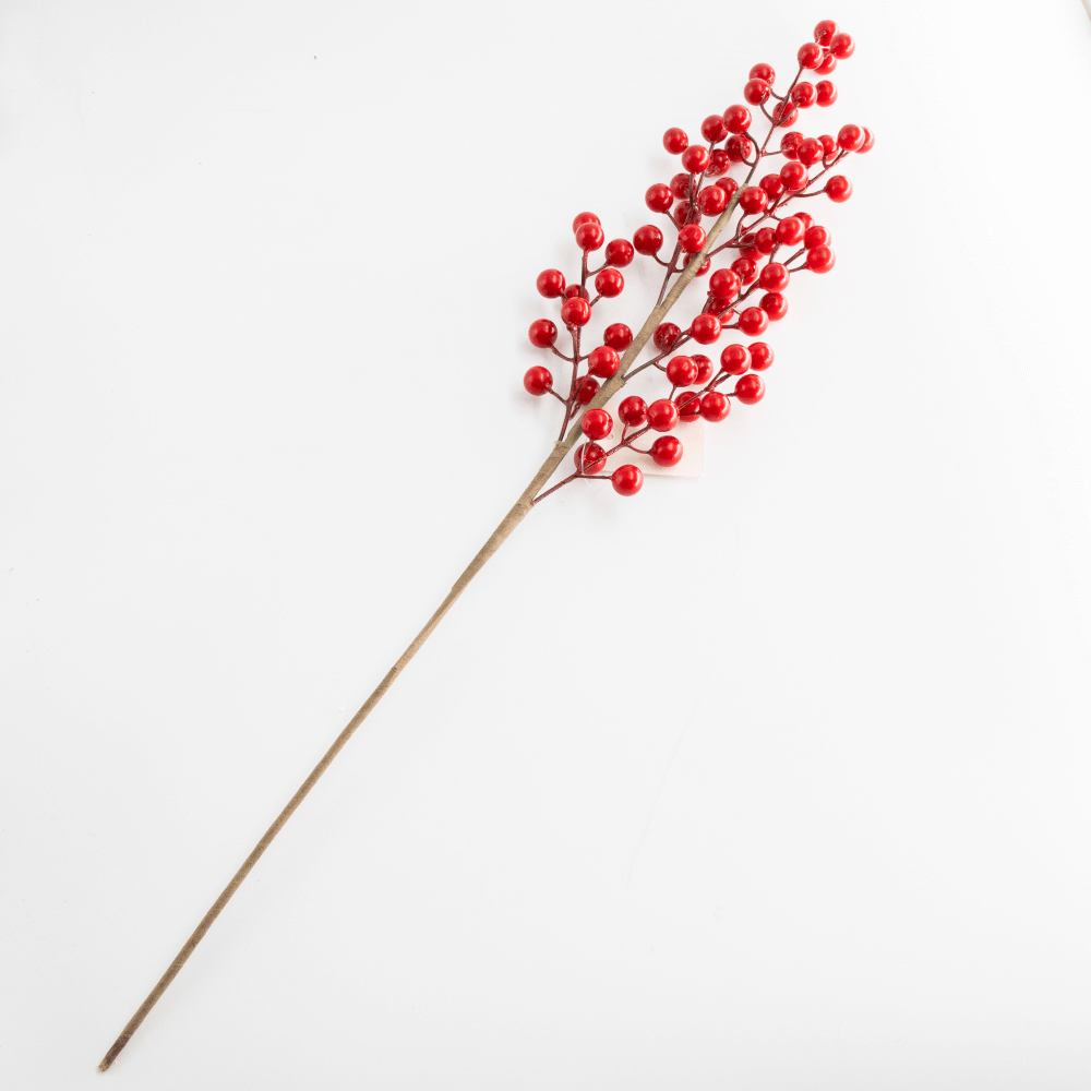 Decoratiune fir cu fructe rosii, 65 cm