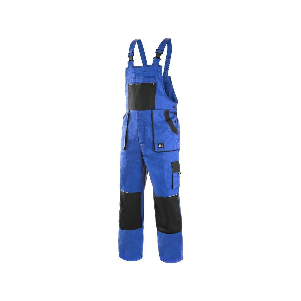 Pantaloni de protectie cu pieptar Luxy Robin, doc, cu intaritura la genunchi, toate sezoanele, albastru cu negru, marimea 50