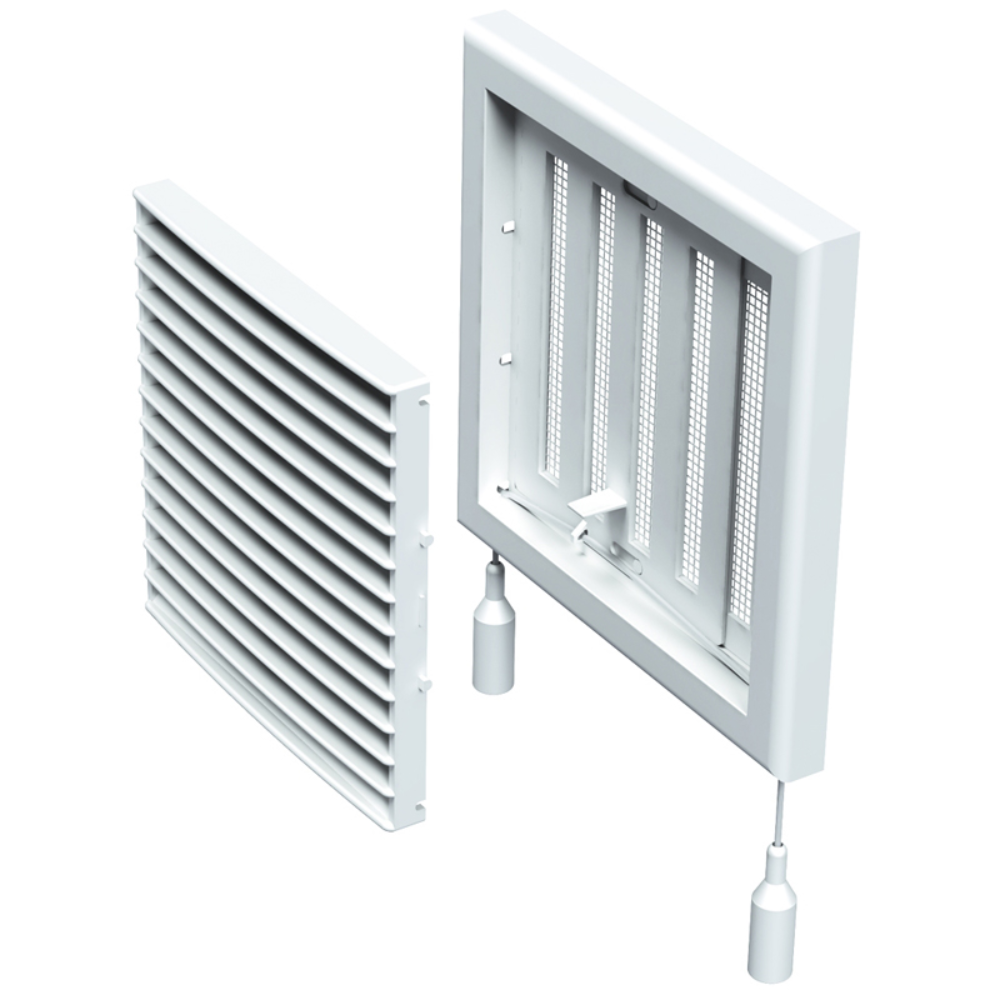 Grila cu jaluzele reglabile Vents, plastic, alb, 186 x 142 mm