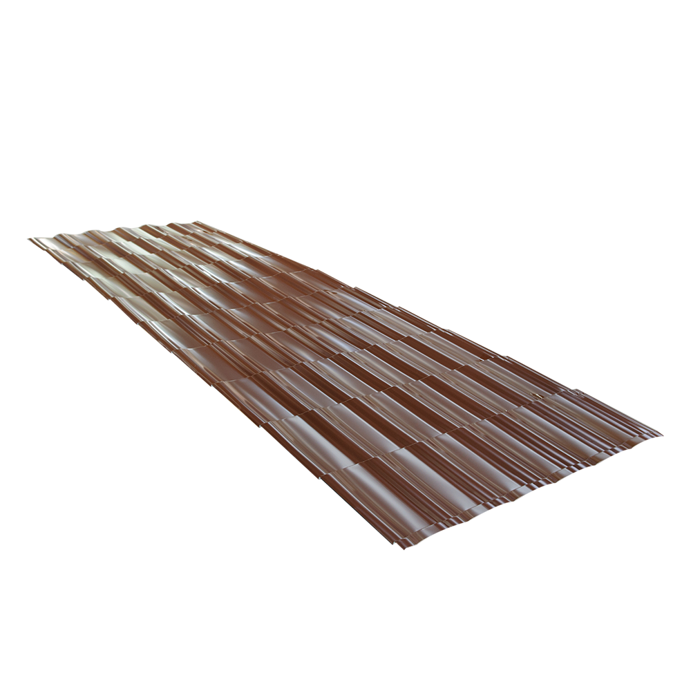 Tigla metalica Durako Riva, maro, RAL 8017, lucios, grosime 0,45 mm, 2,495 x 1,180 m
