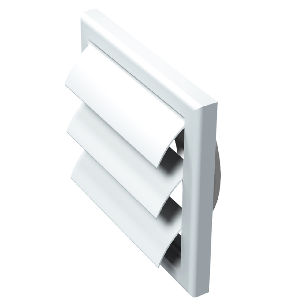 Grila cu jaluzele gravitationale Vents, PVC, alb, 100 mm