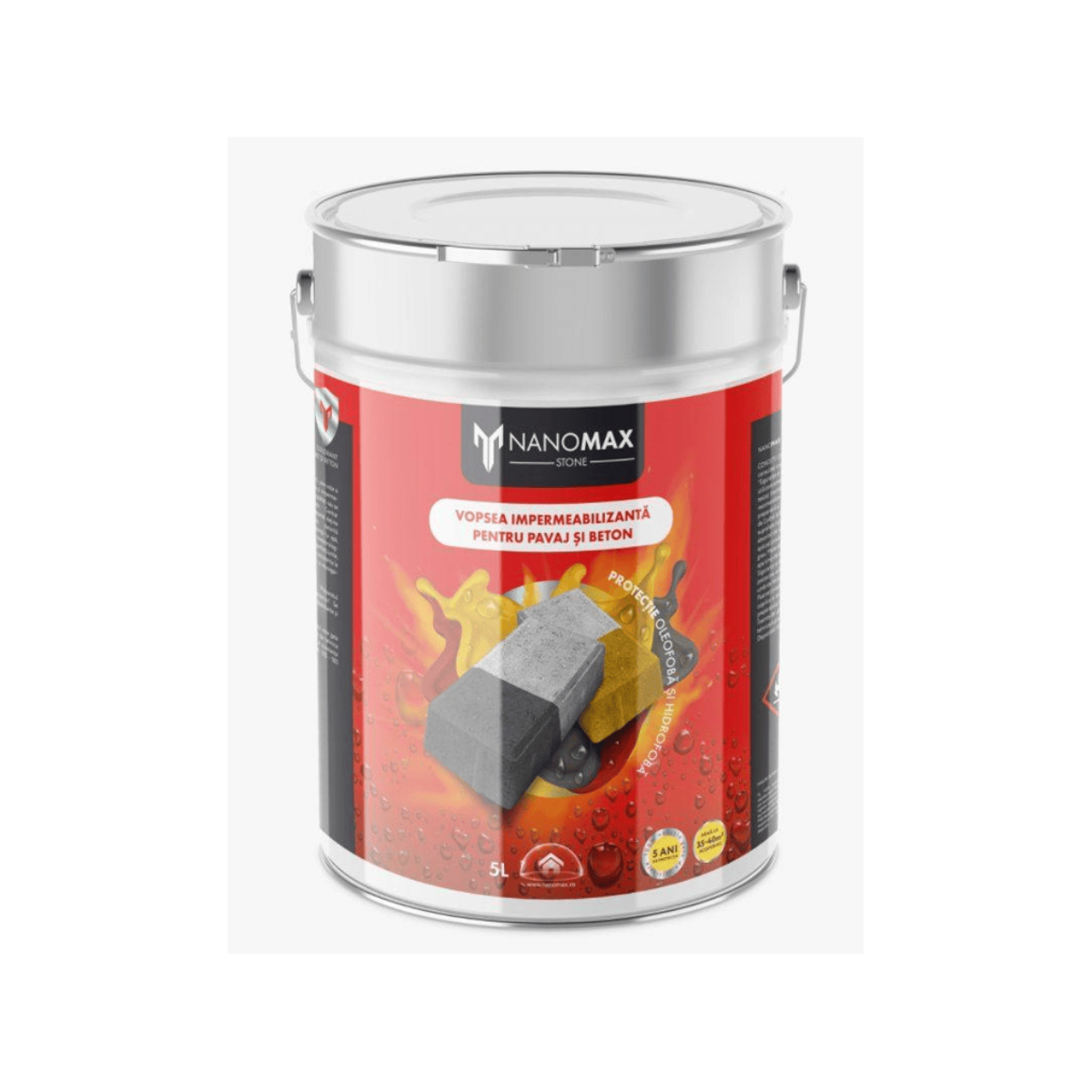 Vopsea Pave Plus pentru Pavaj si Beton, Protectie Hidrofoba, UV si Pete, Gri, 5L