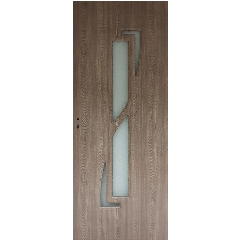 Usa interior celulara cu geam Pamate M042, reversibila, MDF, gri, toc reglabil, 200 x 60 x 3.5 cm