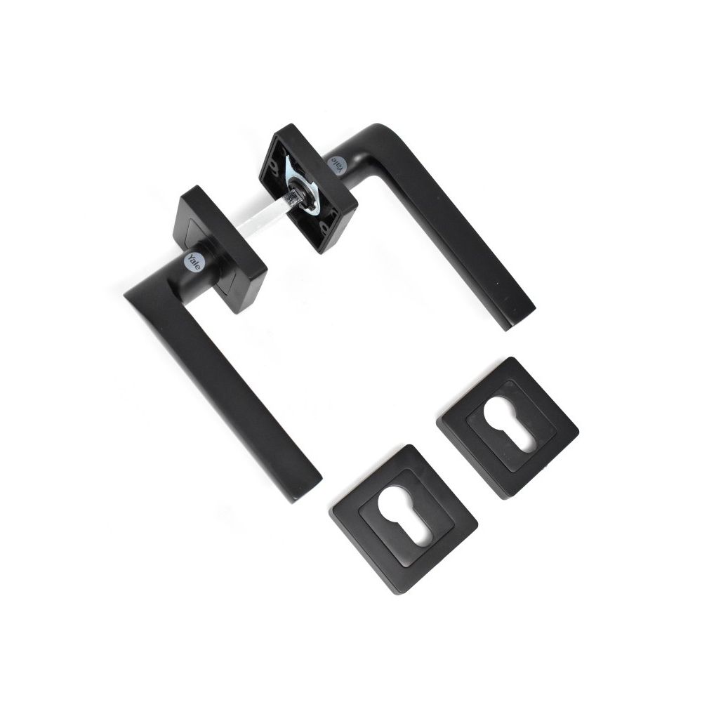 Set manere Yale Siena,cu arc si  rozete incluse, aluminiu, negru