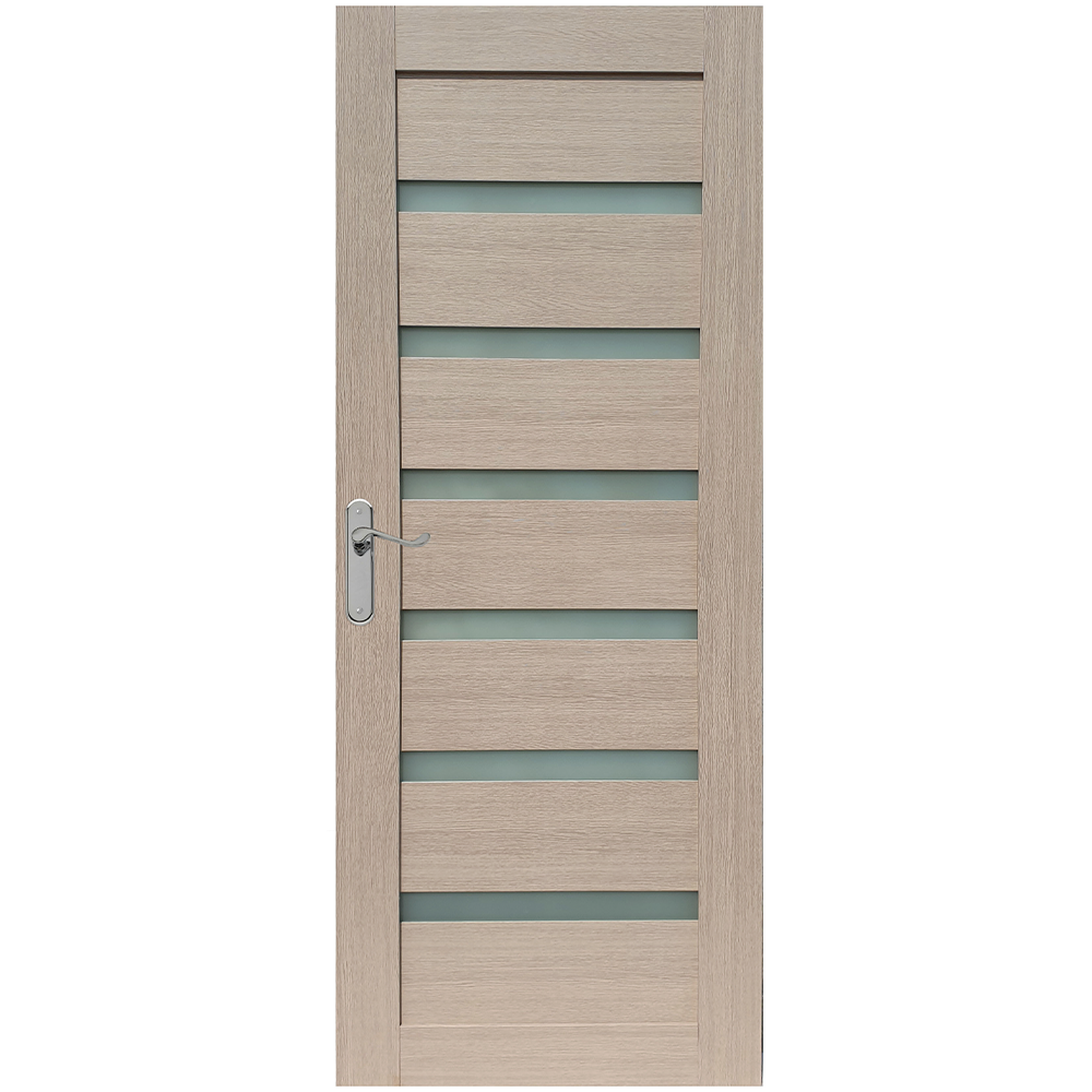 Usa interior celulara cu geam Pamate U73, reversibila, MDF, crem, toc fix, 200 x 60 x 3.5 cm