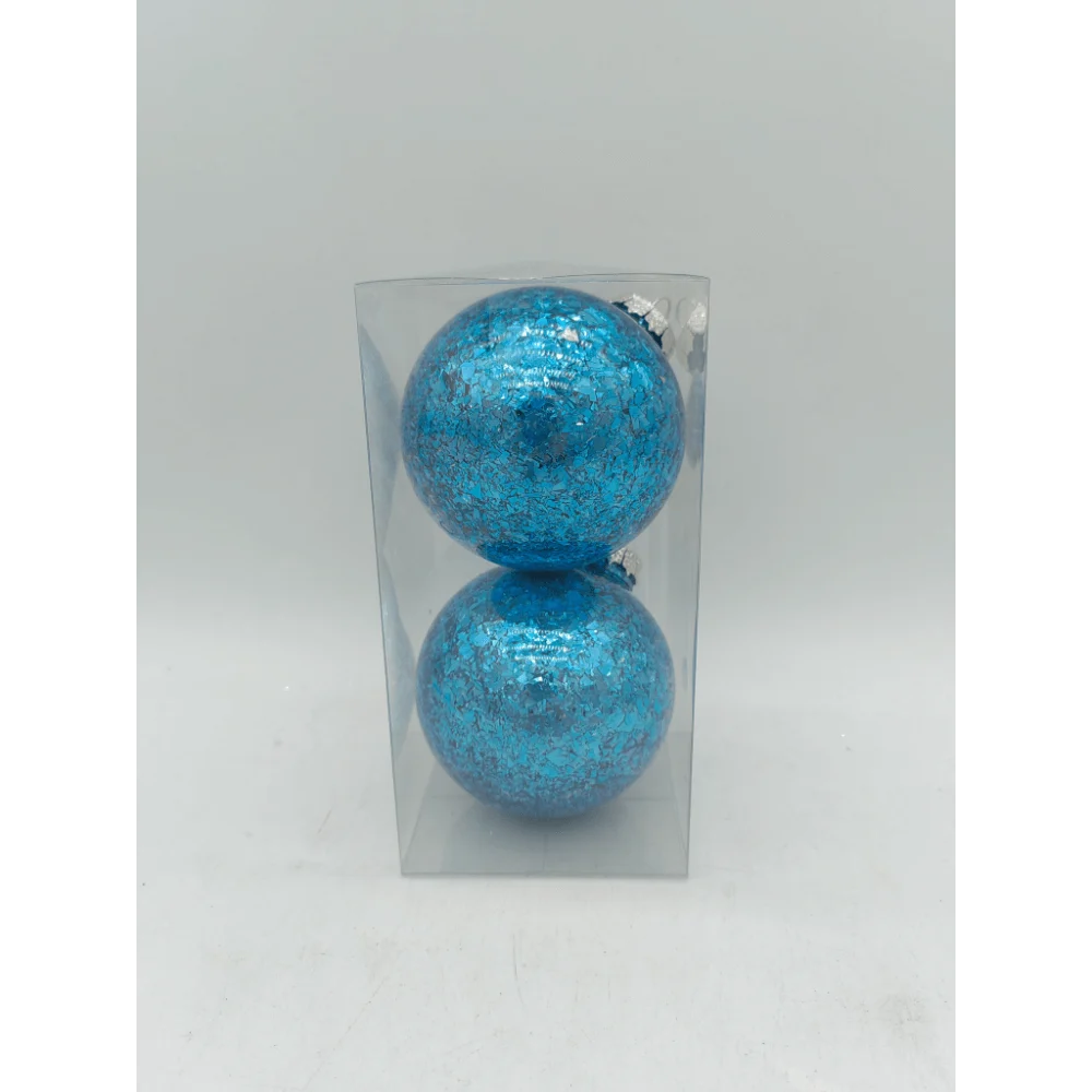 Set 2 globuri decorative de Craciun, plastic, albastru satinat, 100 cm