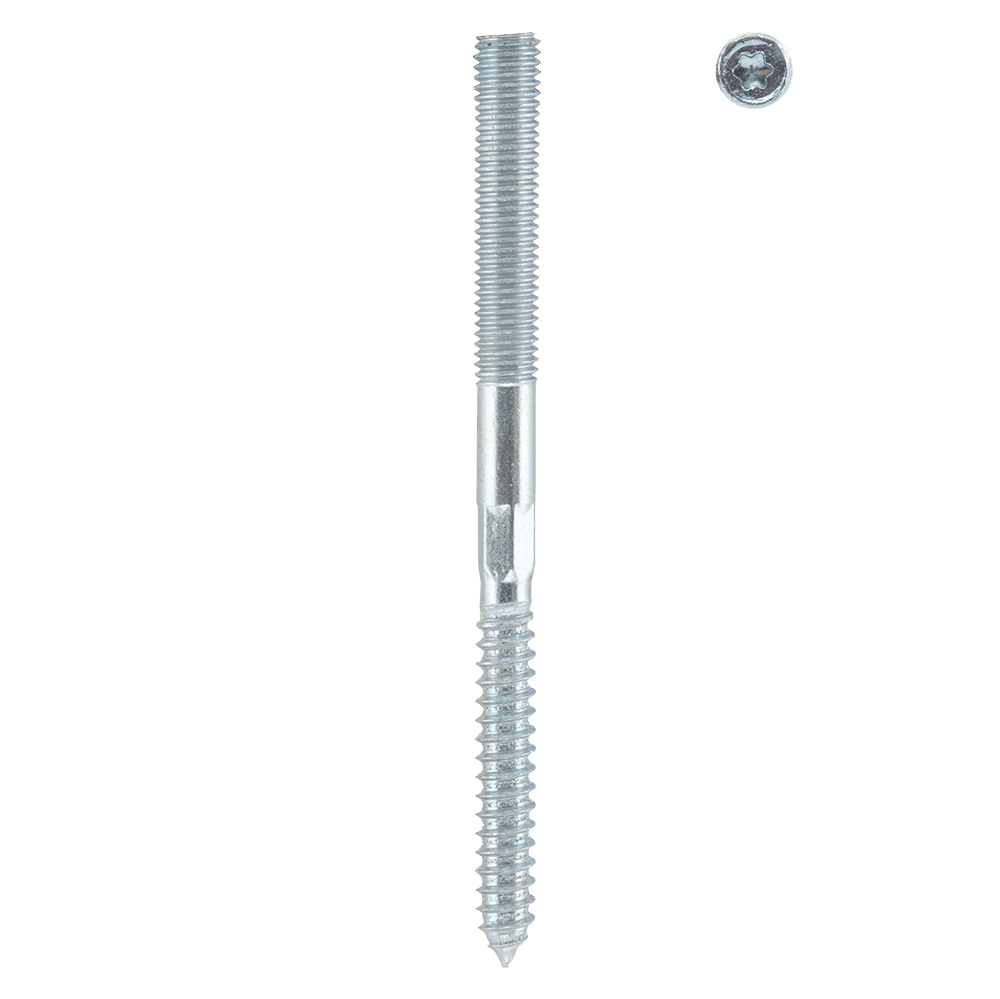 Prezon pentru lemn si metal, otel zincat, M10 x 140 mm, L55/M50