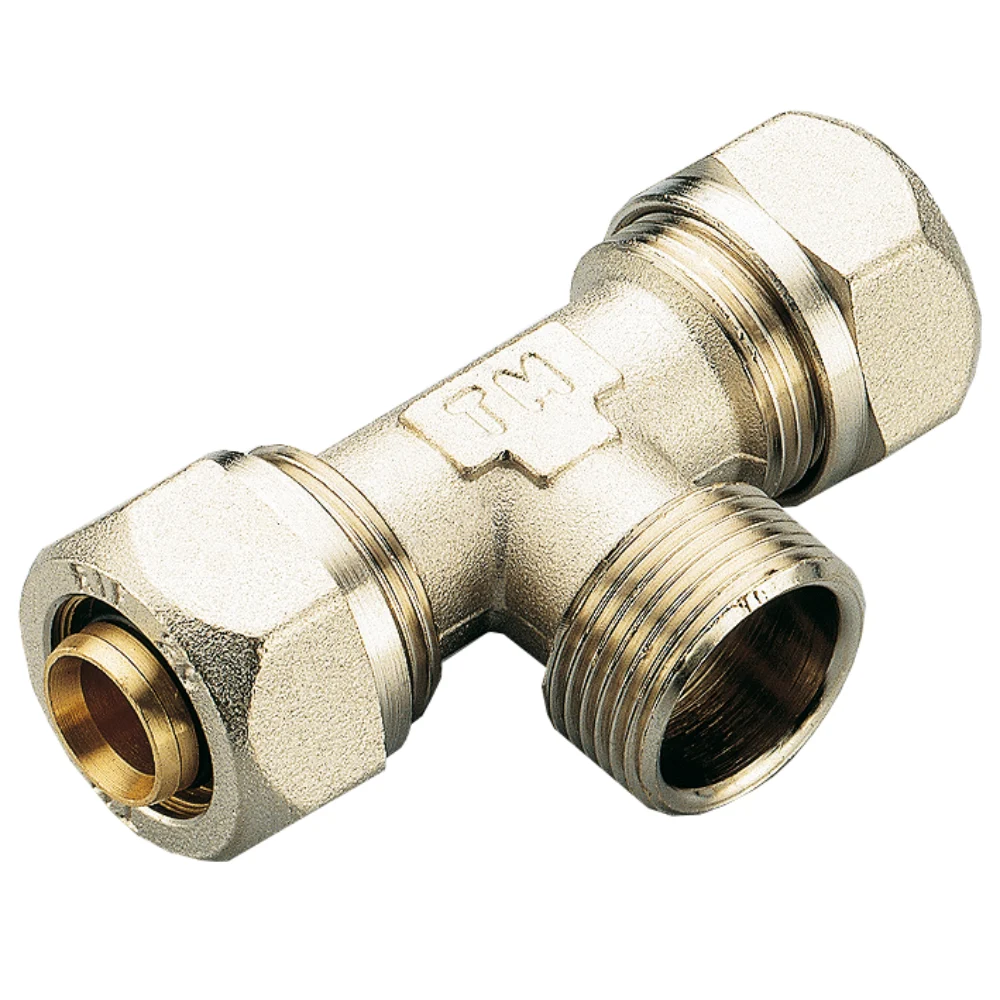 Teu compresie Tiemme, filet exterior, alama, diametru 16 mm, 1/2