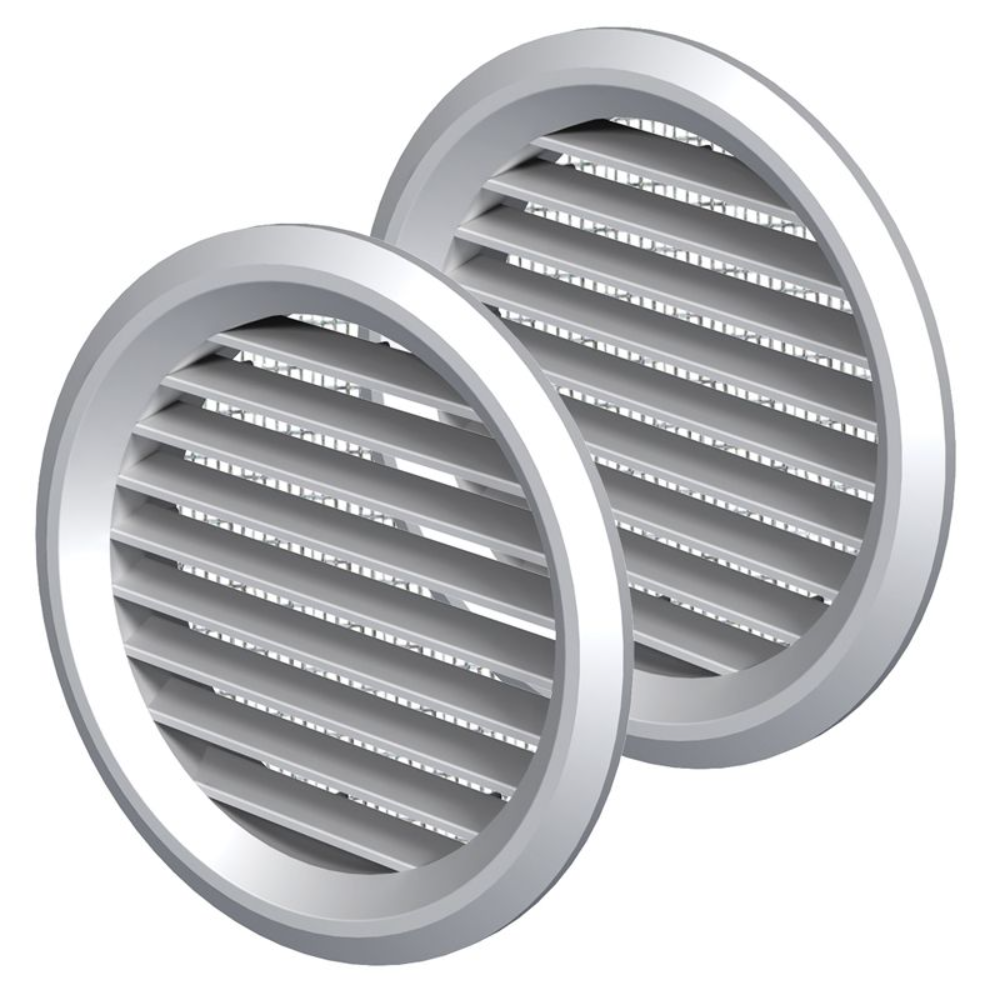 Set 2 grile circulare Vents, ABS, gri, 80 mm