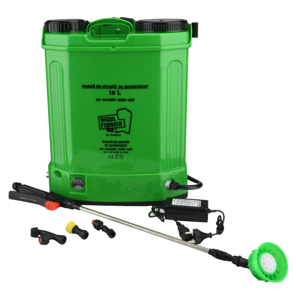 Pompa de stropit Micul Fermier Pandora, acumulator, verde, 16 l